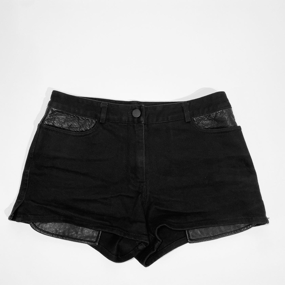 Alexander Wang Black Denim/Leather Shorts